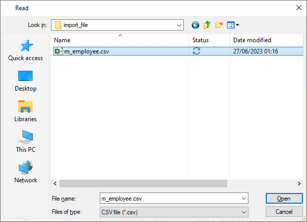 Register the Data of the CSV file in the Table — CELF Help 4.10-0.1